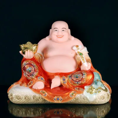 Tượng Phật Di Lặc Bồ Tát Ngồi Nằm, Bằng Bột Đá Sơn Vẽ Đỏ, Nhiều Kích Thước