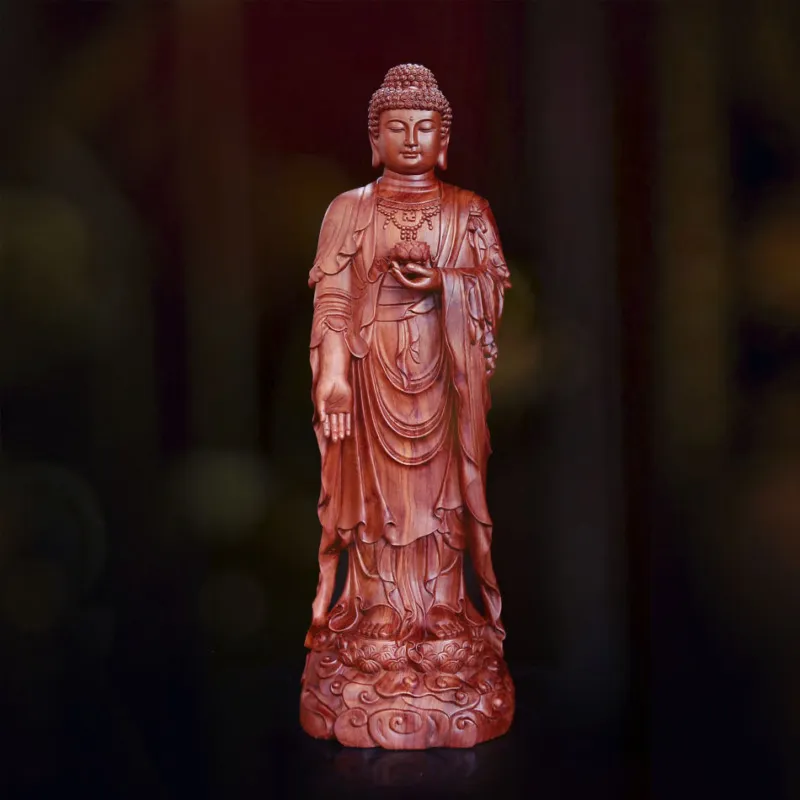 Tượng Phật A Di Đà Đứng Đế Mây, Bằng Gỗ Hương, Cao 80cm