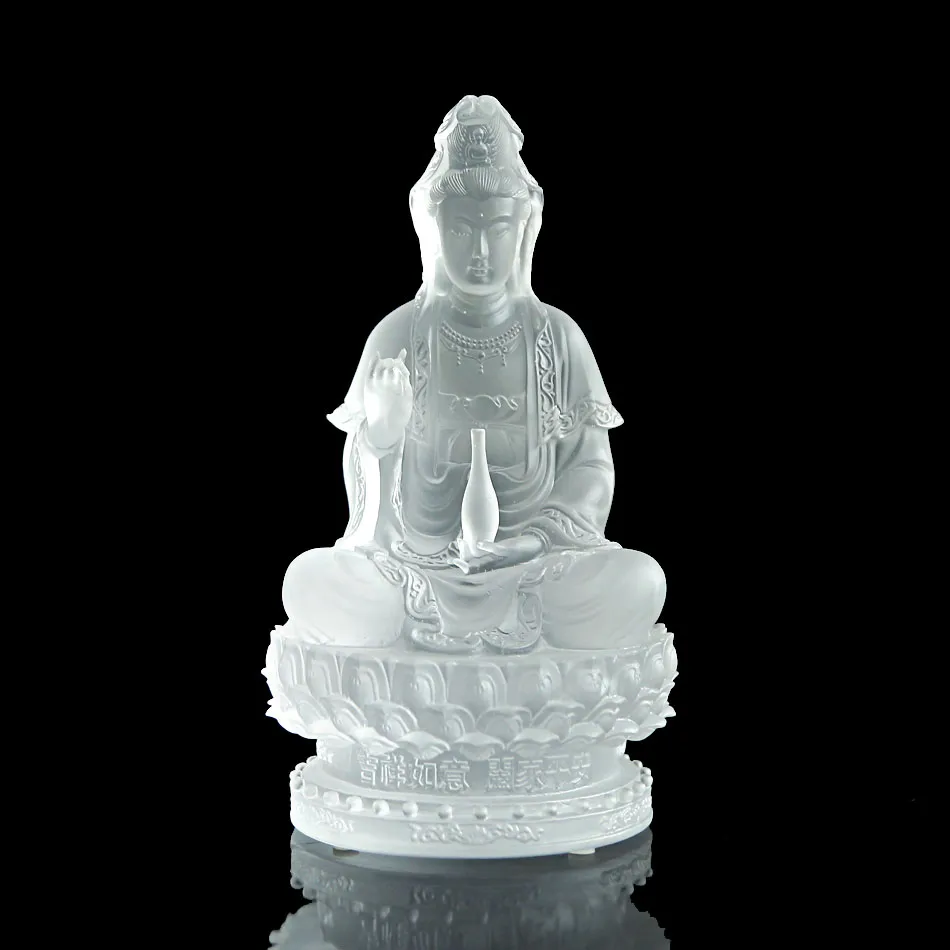 Tượng Quan Âm Lưu Ly Màu Trắng Cao 22cm