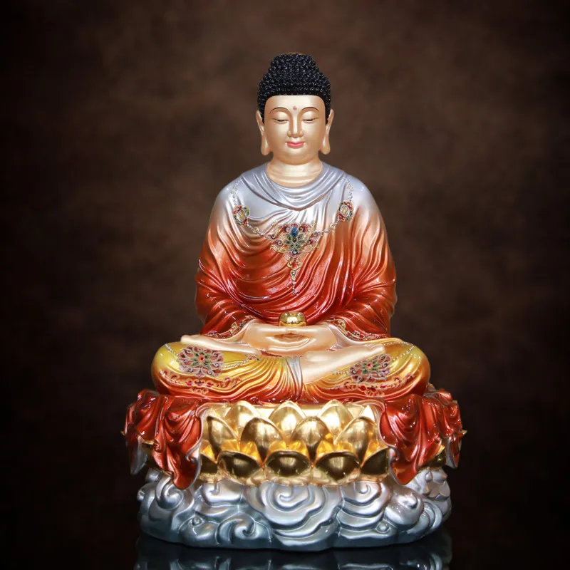 Tượng Phật Thích Ca Mâu Ni đẹp - Cổ Đồng Ánh Kim - Tỏa Vân Cao Cấp, Kích Thước 40cm, 48cm