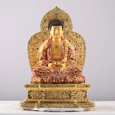 Tượng Phật Dược Sư Ngồi, Bằng Đồng Mạ Vàng, Cao 58cm