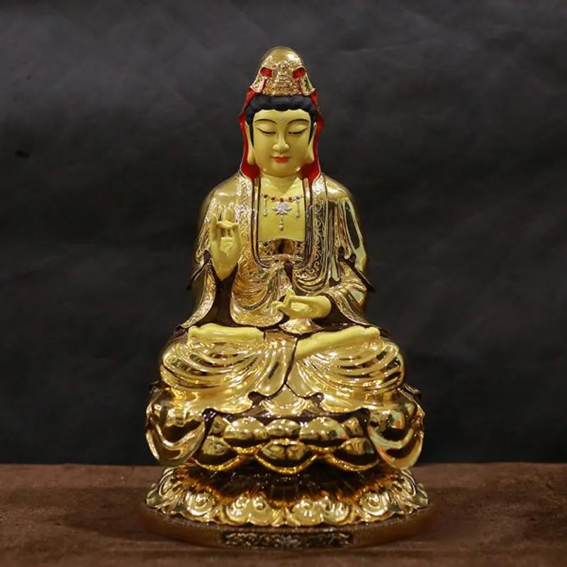 Tượng Phật Bà Quan Âm Ngồi Đồng Đài Loan Mạ Vàng