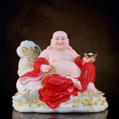 Tượng Di Lặc Bồ Tát Ngồi, Bằng Bột Đá Sơn Đỏ, Nhiều Kích Thước