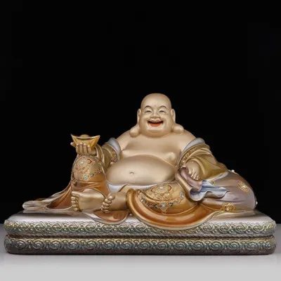 Tượng Di Lặc Ngồi Nằm Cầm Nén Vàng Bằng Đồng Cổ Kim, Nhiều Kích Thước