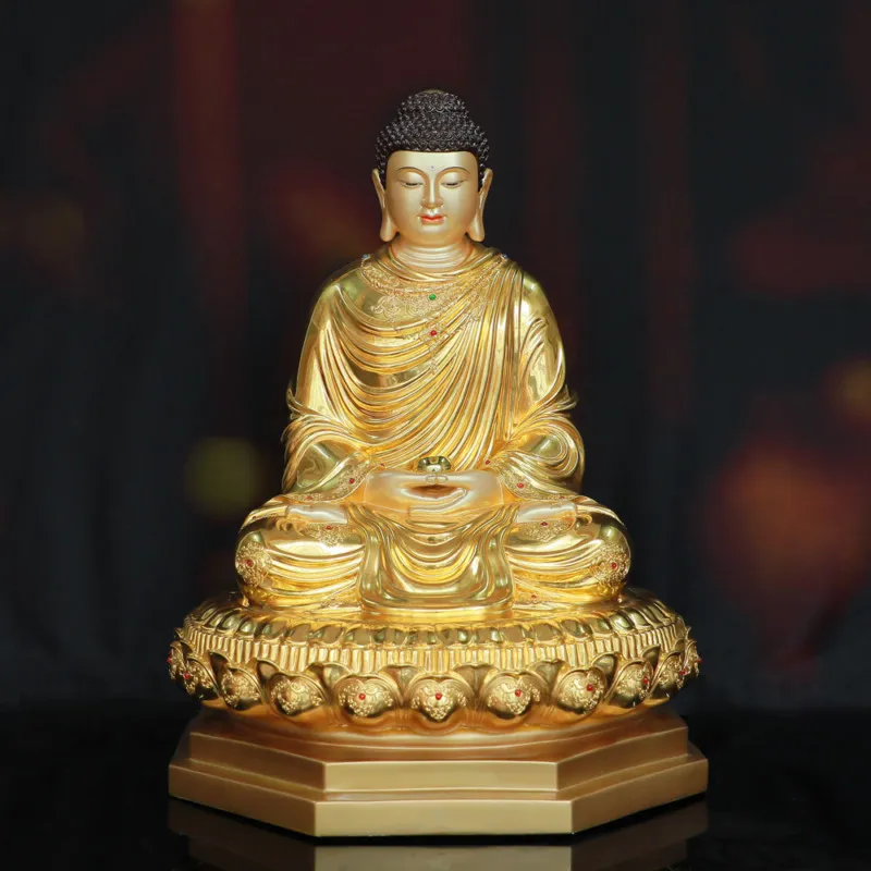 Tượng Phật Bổn Sư Thích Ca Mâu Ni đẹp bằng đồng men cổ cao 40cm