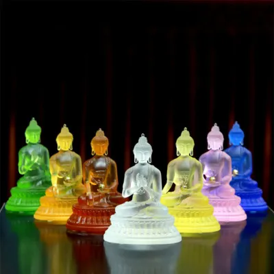 Bộ Tượng Thất Phật Dược Sư Chất Liệu Đá Lưu Ly, Cao 11.5cm