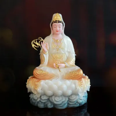 Tượng Quan Âm Bồ Tát Ngồi Đế Cổ Văn Bột Đá Sơn Phú Quý, Cao 40-128cm