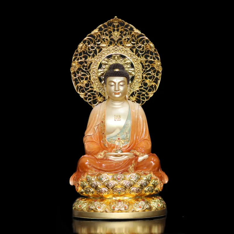 Tượng Phật Bổn Sư Thích Ca Mâu Ni đẹp ngồi đài sen bằng đồng sơn men độ cao