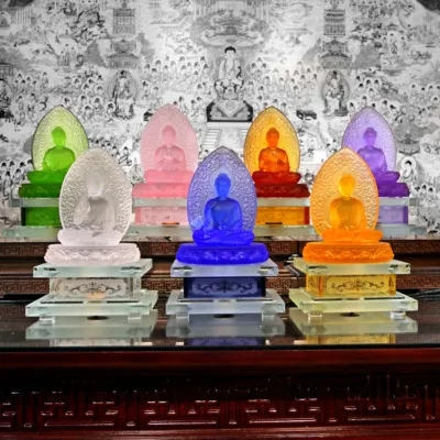 Bộ Tượng Thất Phật Dược Sư Bằng Lưu Ly, Có Đế Led