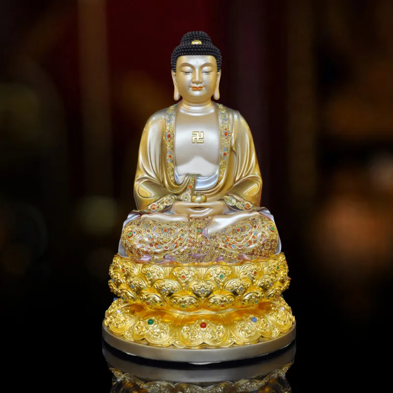 Tượng Thích Ca Mâu Ni đẹp bằng đồng men cổ Mẫn Bảo cao 48cm