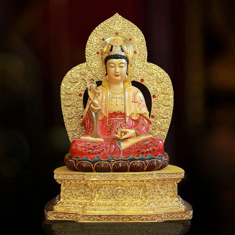 Tượng Quan Âm Ngồi Đài Sen Đồng Mạ Vàng Cao 48cm