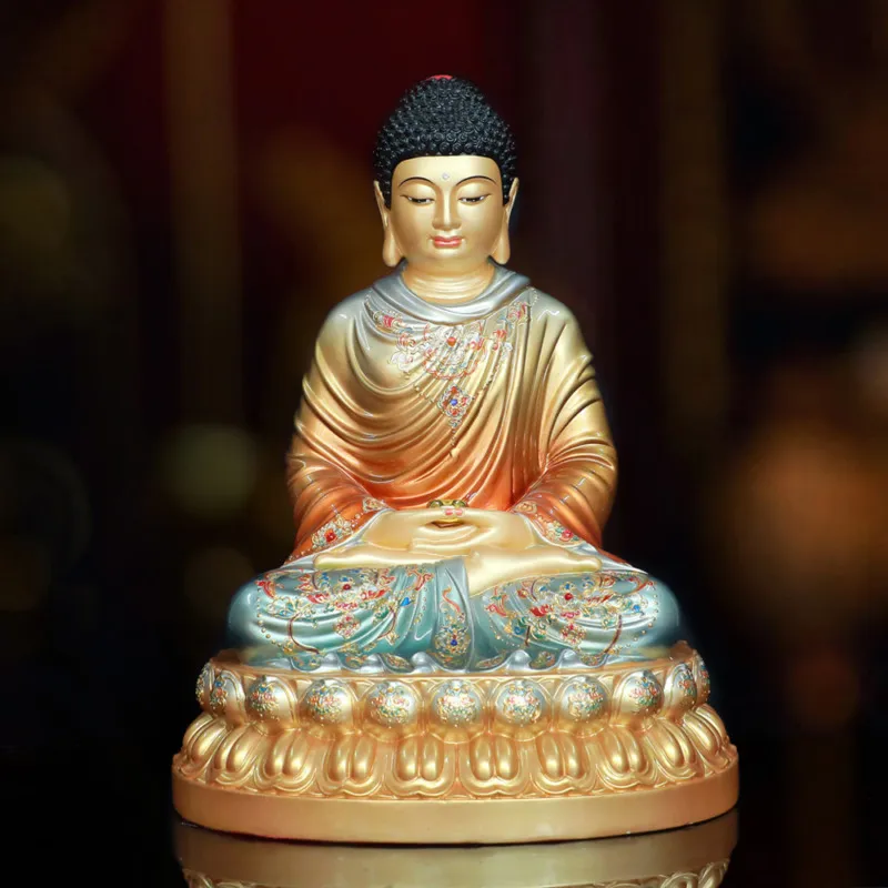 Tượng Thích Ca tĩnh tâm đẹp chất liệu đồng đỏ men cổ cao 48cm