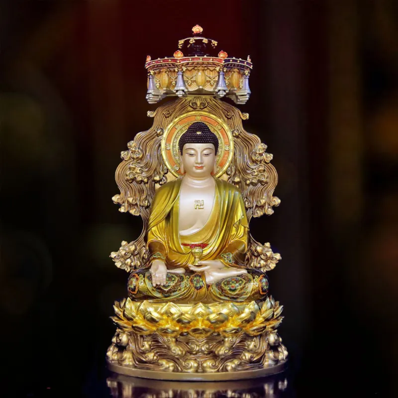 Tượng Phật A Di Đà Ngồi Non Nước, Bằng Đồng, Có Lọng Che, Nhiều Kích Thước