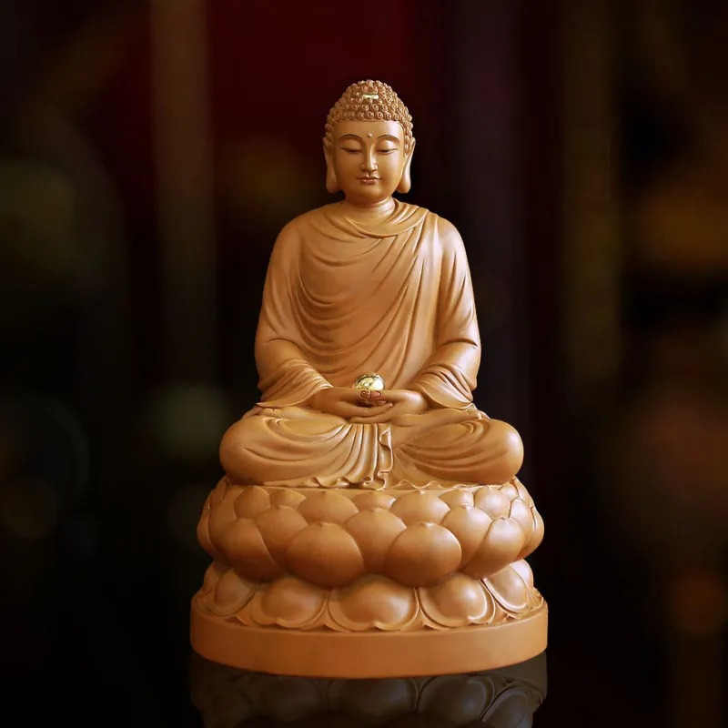 Tượng Bổn Sư Thích Ca chất liệu gỗ hương chương cao cấp cao 40-48cm