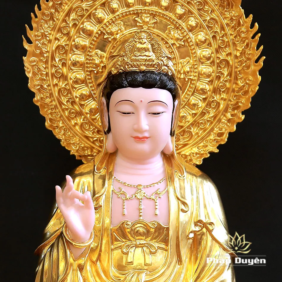 Tượng Quan Âm dát vàng 998 cao cấp đạt chuẩn tôn nghiêm