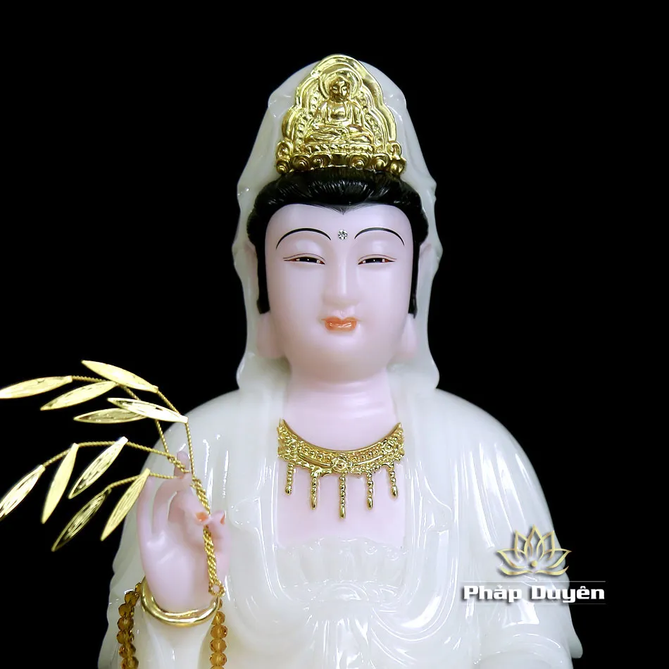 Tượng Quan Thế Âm bột đá trắng mang vẻ đẹp tinh khôi