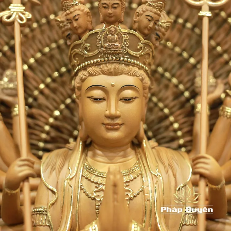 Phần lưng và lá đề tượng Thiên Thủ Thiên Nhãn gỗ gỗ hương