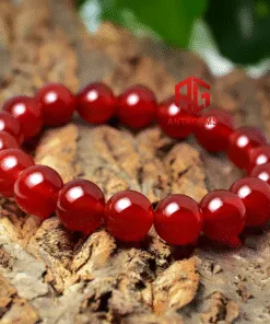 Vòng đá Mã Não Đỏ 10li với màu đỏ tươi tự nhiên, tăng nhiệt huyết cho người mệnh Hỏa