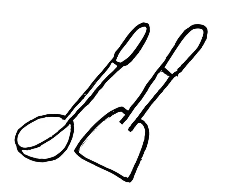 Tranh tô màu cái thìa giúp trẻ nhận biết vật dụng hàng ngày