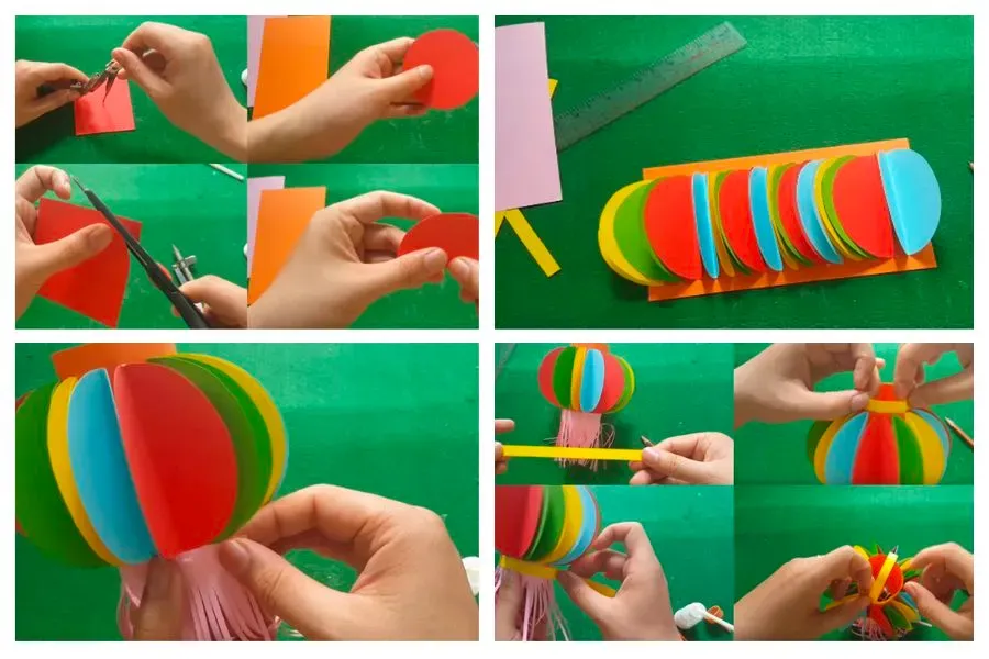 Mẫu đèn lồng giấy trang trí tết đơn giản