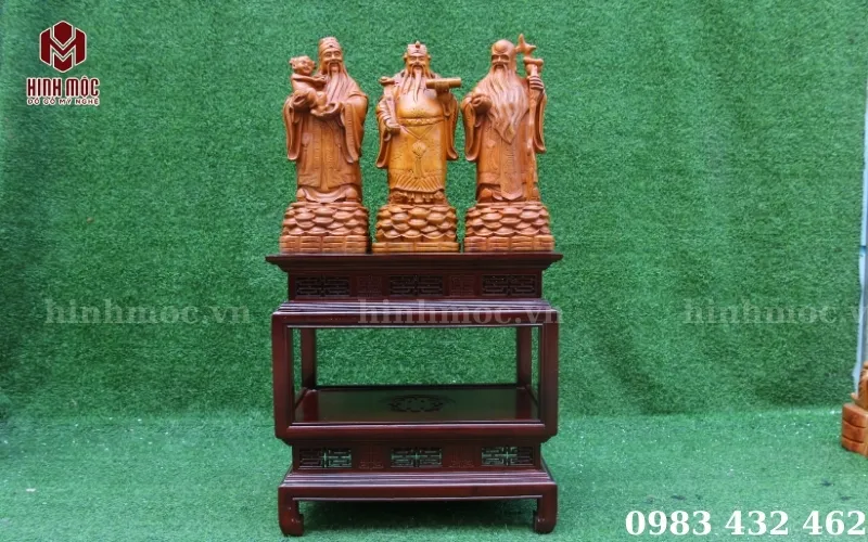 Đôn gỗ đèn kê tượng Tam Đa Phước Lộc Thọ