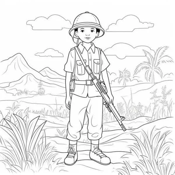 Chú bộ đội mỉm cười thân thiện