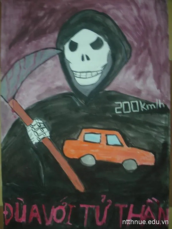 Tranh vẽ với thông điệp đừng đùa với tử thần