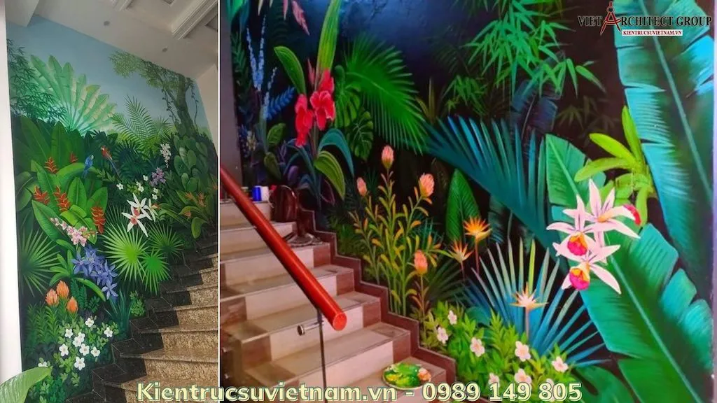 Tranh tường cầu thang
