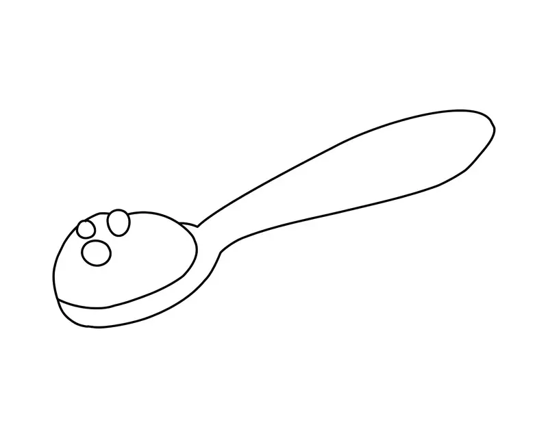 Tranh tô màu chiếc thìa phong cách hoạt hình