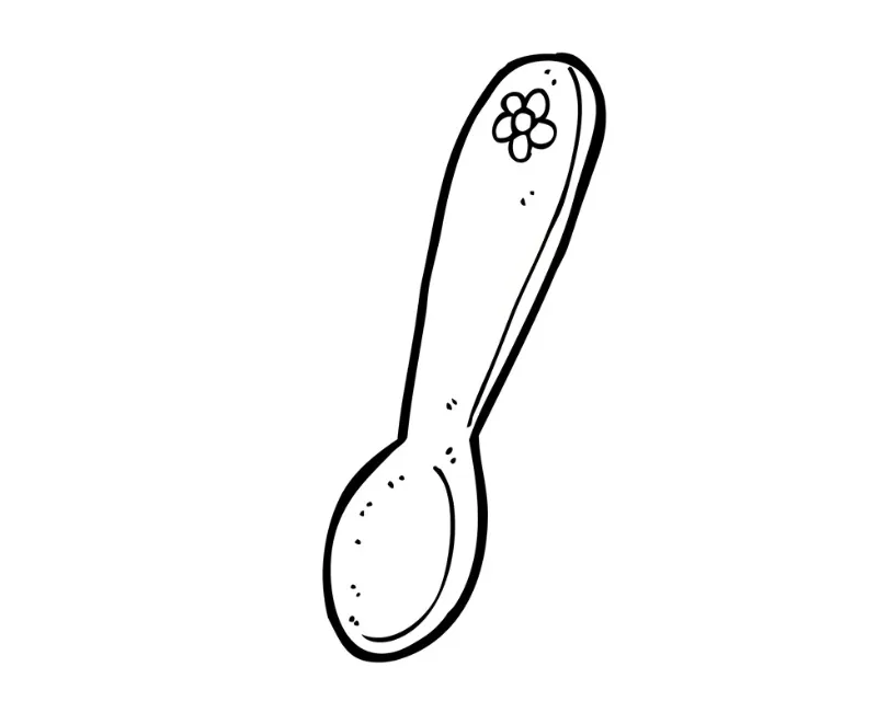 Mẫu tranh cái thìa đơn giản cho bé tập tô