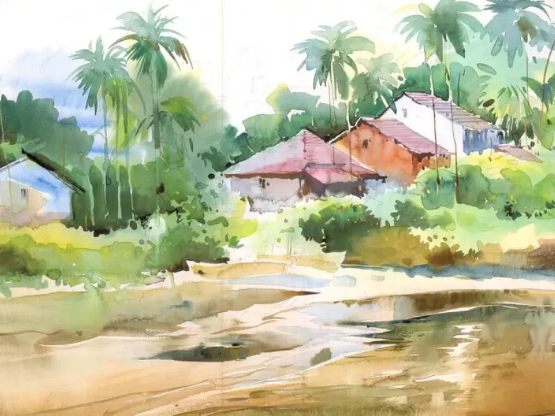 Mẫu thực hành 6: Lá xanh tối giản phong cách Nordic.