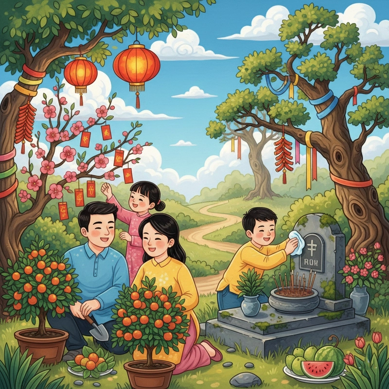 gia đình ngày tết tranh vẽ Ý Tưởng Đẹp Và Ý Nghĩa