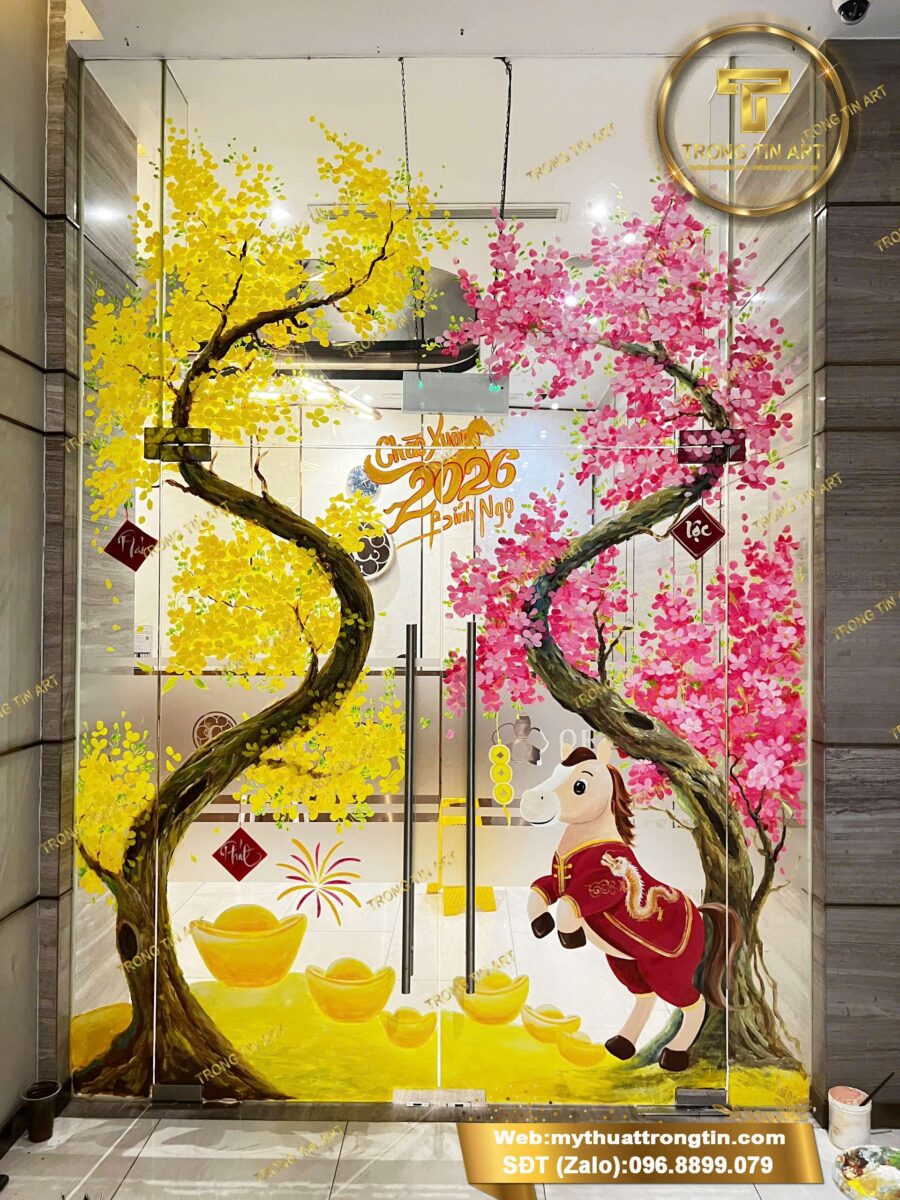 Vẽ Tranh Kính Tết Nghệ Thuật Cho Không Gian Rực Rỡ