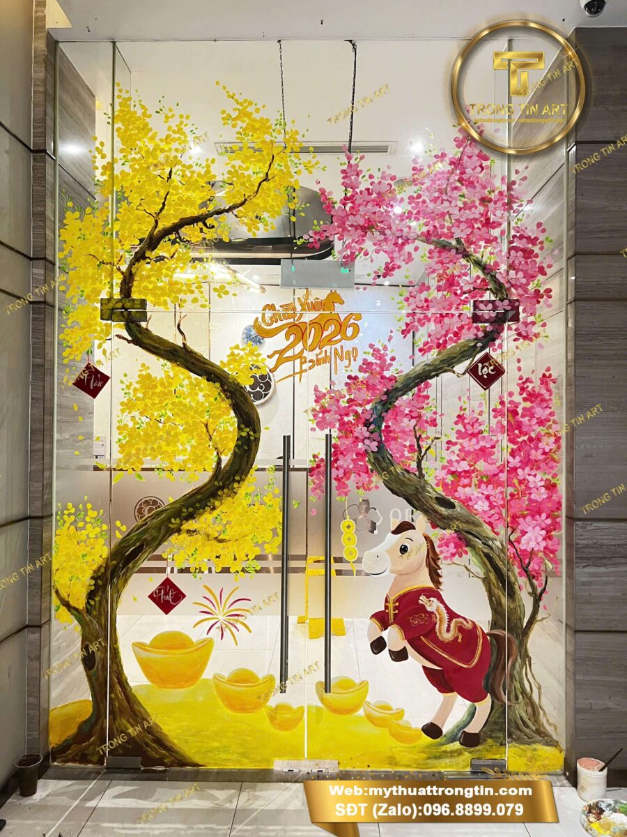 Vẽ Tranh Kính Tết Nghệ Thuật Cho Không Gian Rực Rỡ