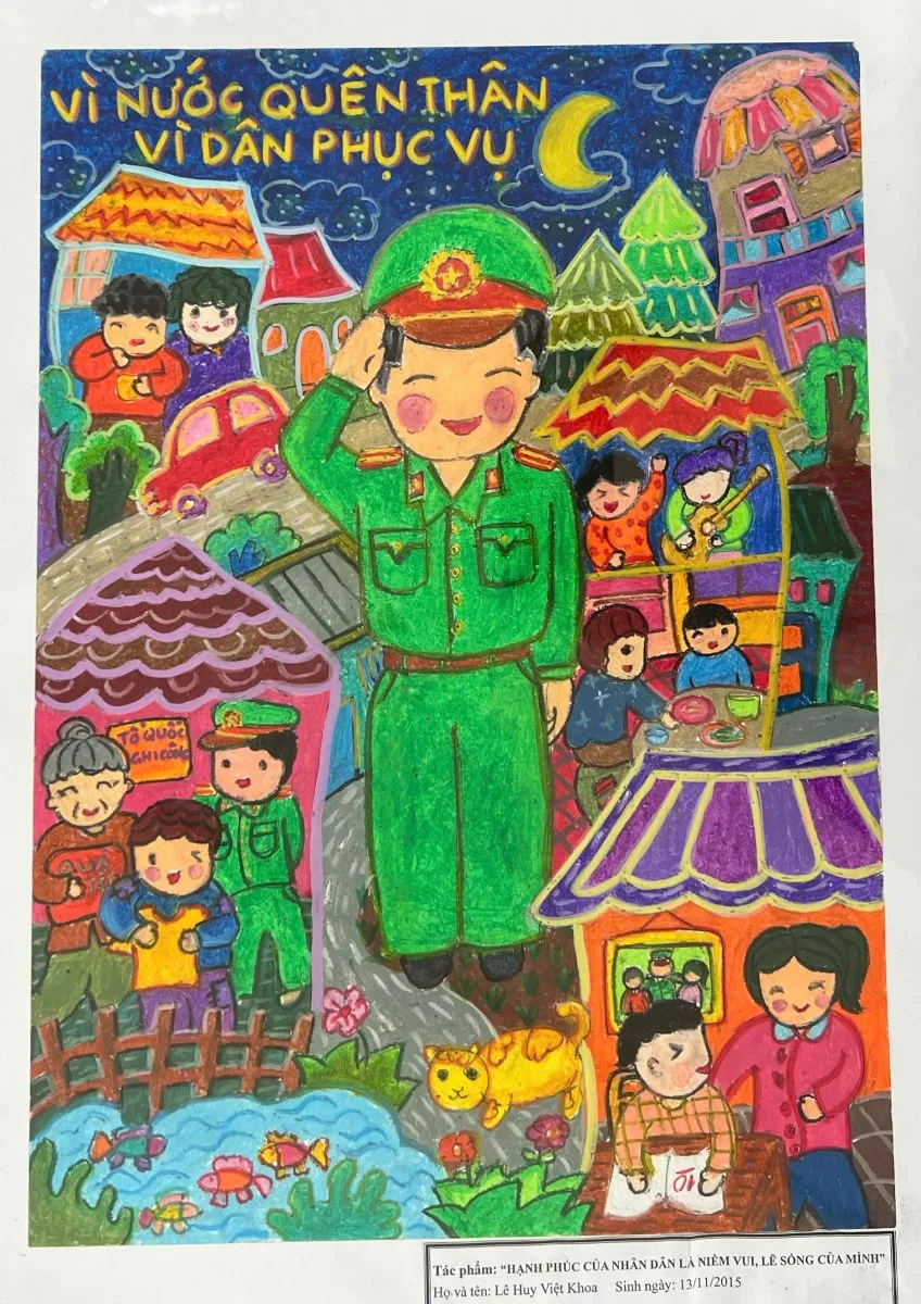 Bức tranh cổ động việc tuân thủ luật lệ khi tham gia giao thông của học sinh