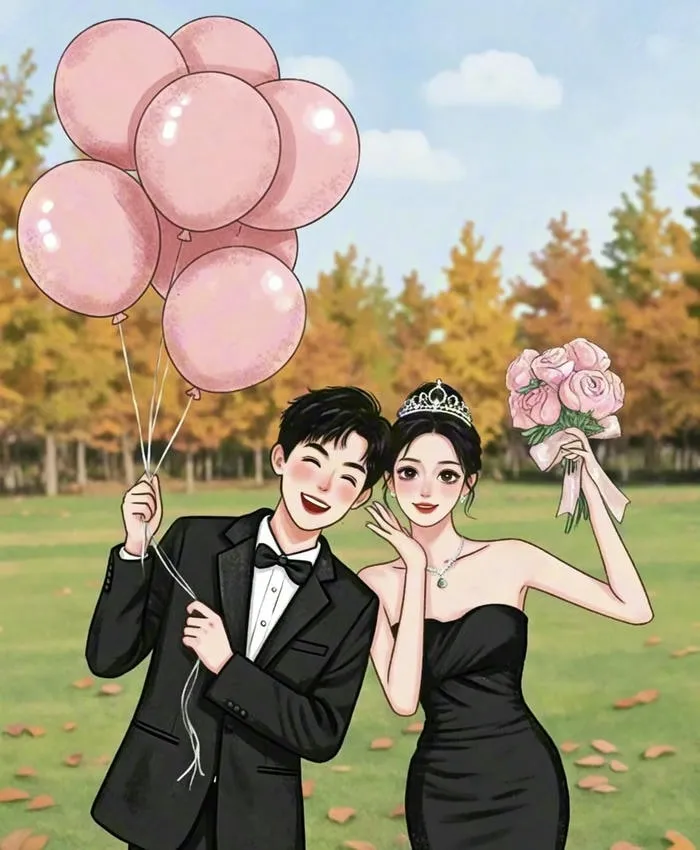 ảnh chibi cưới đi dạo