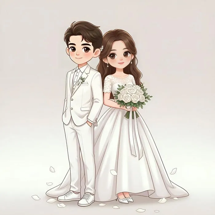 ảnh chibi cưới lễ đường
