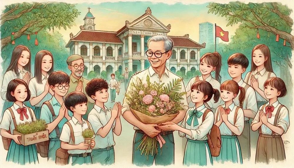 Ảnh vẽ tranh giáo viên thân thiện và gần gũi với học sinh