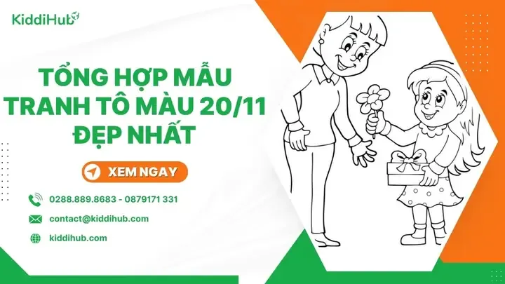 Bé đang tập tô màu tranh vẽ 20 11 để dành tặng cô giáo nhân ngày nhà giáo Việt Nam