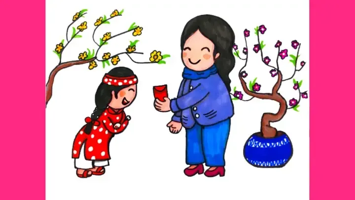 Bí quyết tạo điểm nhấn cho tranh vẽ ngày tết đơn giản thêm sinh động