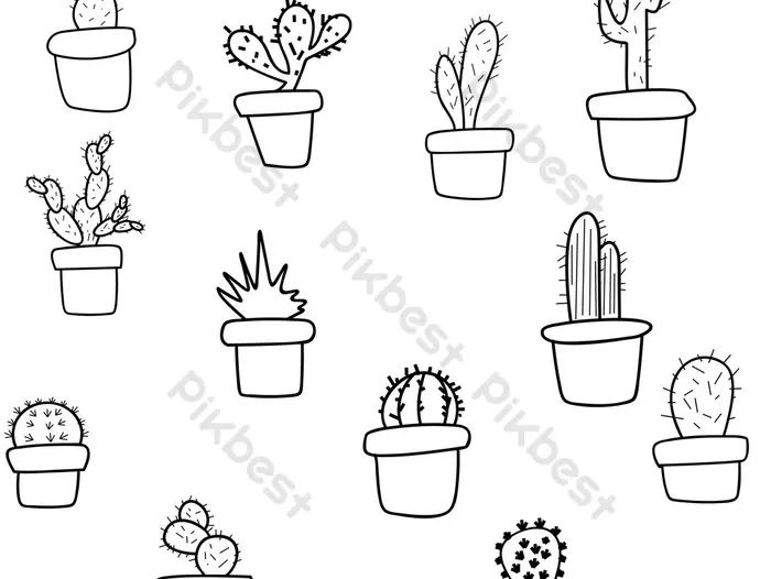 Biểu tượng vẽ tay cây xương rồng đầy sức mạnh và cảm hứng