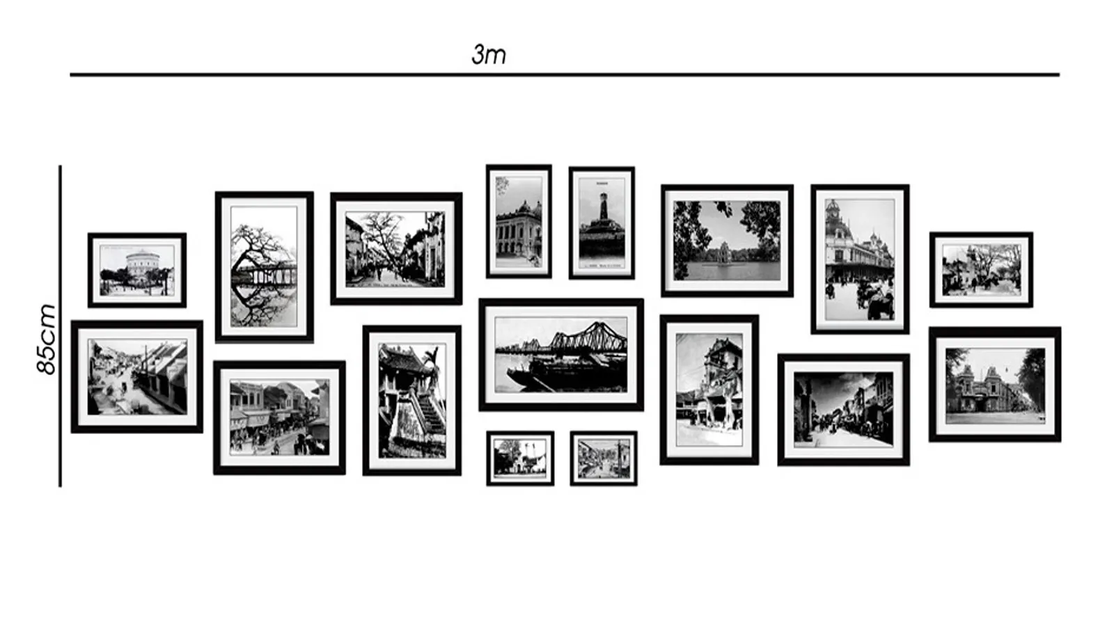 Bộ tranh Hà Nội xưa đen trắng
