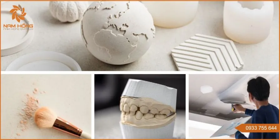 Bột thạch cao thực phẩm tinh khiết màu trắng, dạng bột mịn