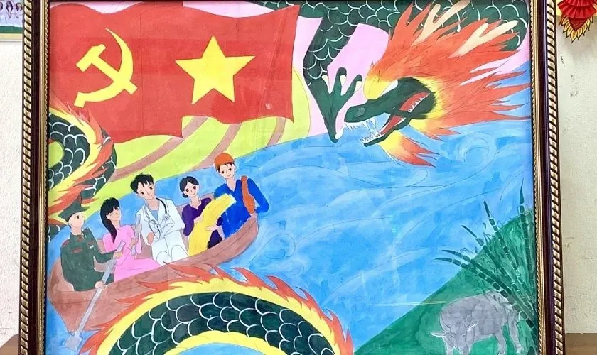 Bức tranh 30/4 đơn giản chủ đề đất nước