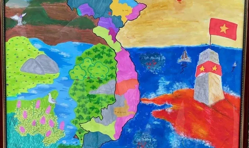 Bức tranh 30/4 đơn giản về chủ đề đất nước