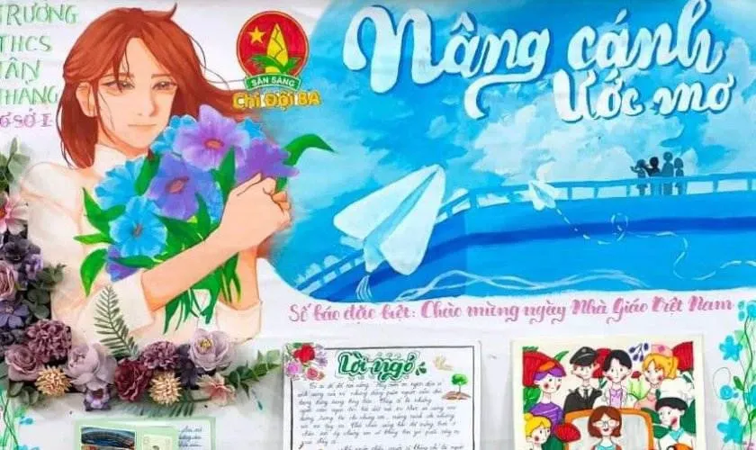 Bức tranh chủ đề Nâng cánh ước mơ trên tập san học sinh