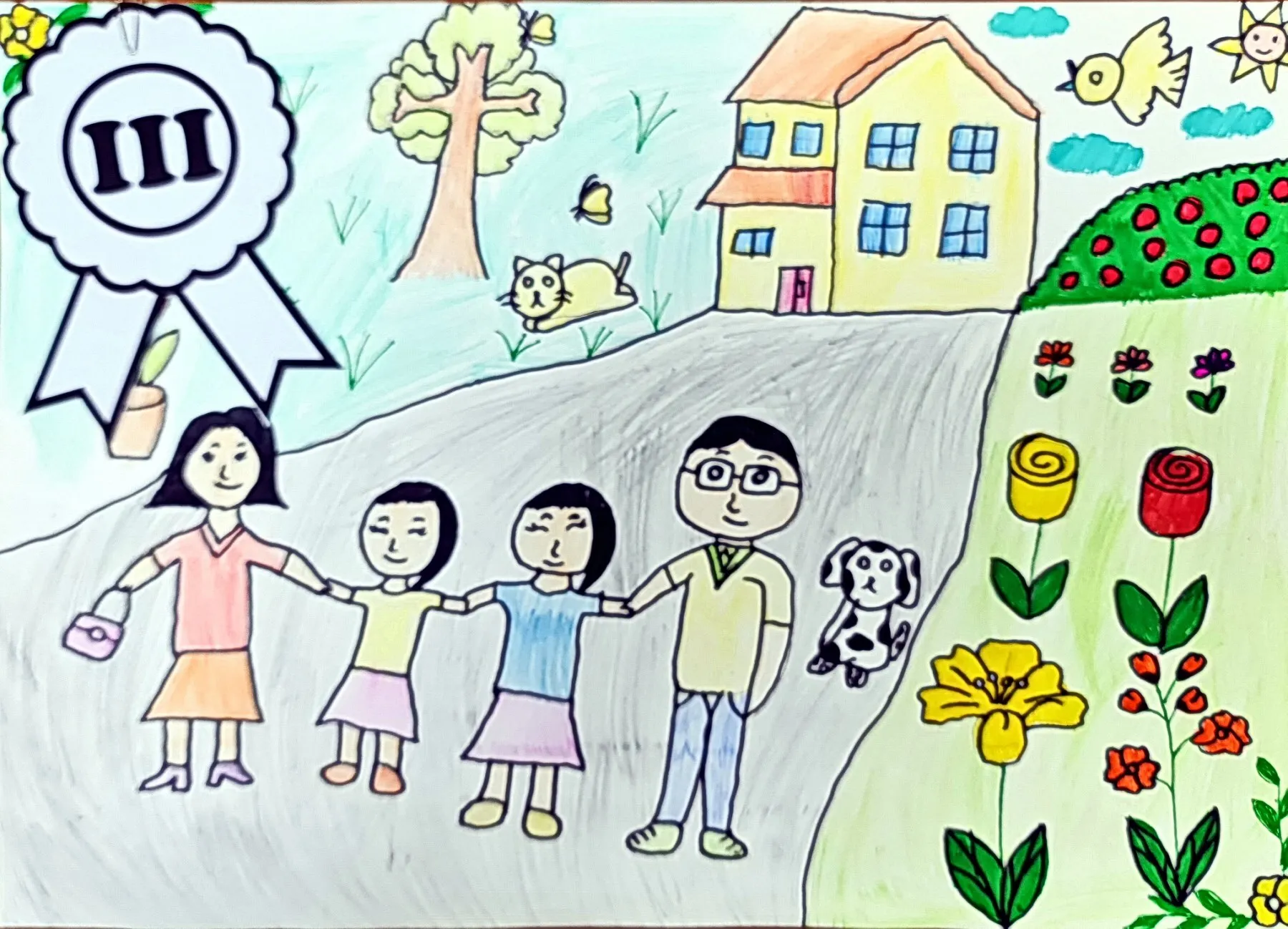 Bức tranh đạt giải Ba với những nét vẽ ấm áp về tình cảm gia đình sum vầy