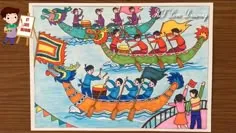 Bức tranh lễ hội đầy màu sắc chào đón năm mới rộn ràng