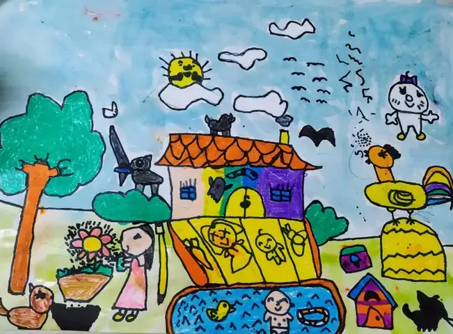 Bức tranh ngôi trường mơ ước với nhiều cây xanh