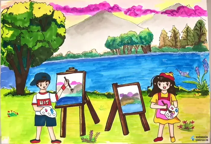 Bức tranh ngôi trường xanh trong tương lai của em